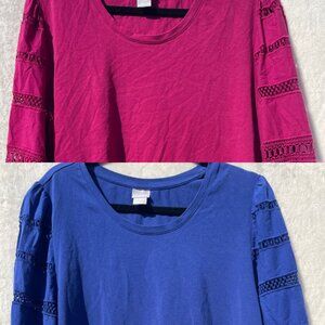 Lot of 2 Chico Blouses Plus Size 3 | Embroidered Long Sleeve Plus Size Tops